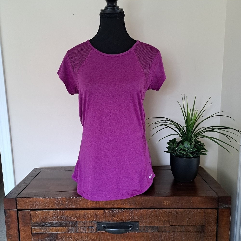 Nike Purple Short Sleeve Active Tee Women's Small Activewear Mesh Crew